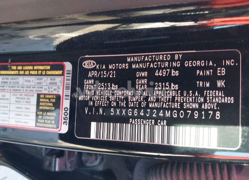 Photo 9 of 2021 Kia K5 GT-LINE (VIN 5XXG64J24MG079178)