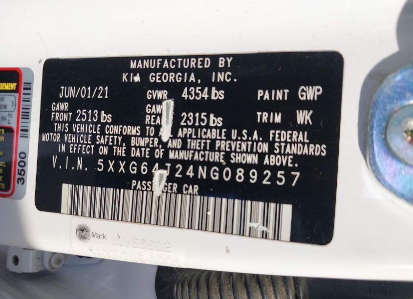 Photo 9 of 2022 Kia K5 GT-LINE (VIN 5XXG64J24NG089257)