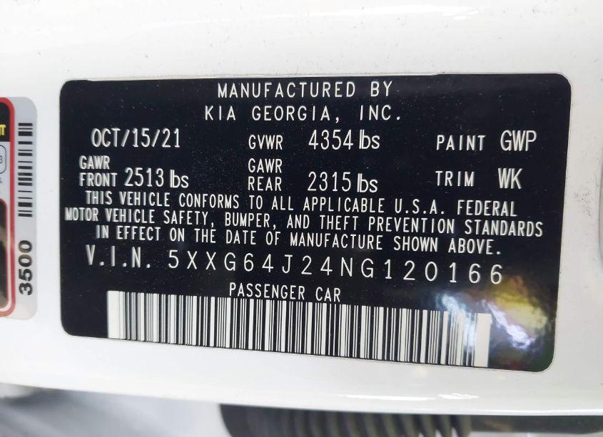 Photo 9 of 2022 Kia K5 GT-LINE (VIN 5XXG64J24NG120166)
