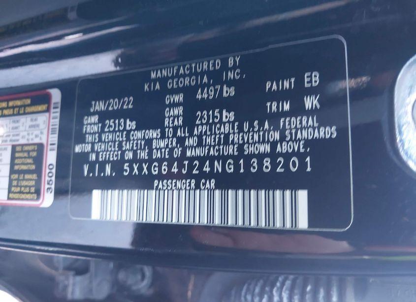 Photo 9 of 2022 Kia K5 GT-LINE (VIN 5XXG64J24NG138201)