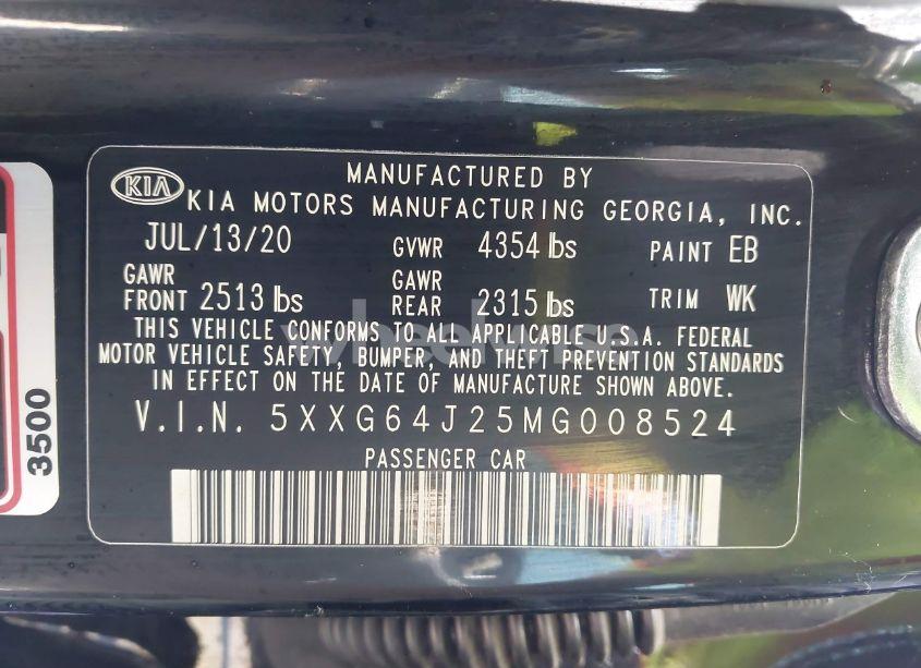 Photo 20 of 2021 Kia K5 GT-LINE (VIN 5XXG64J25MG008524)