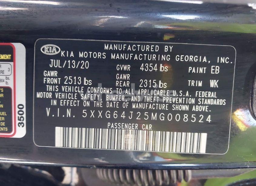 Photo 9 of 2021 Kia K5 GT-LINE (VIN 5XXG64J25MG008524)