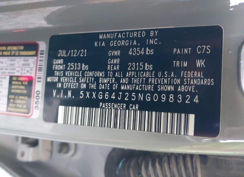 Photo 9 of 2022 Kia K5 GT-LINE (VIN 5XXG64J25NG098324)