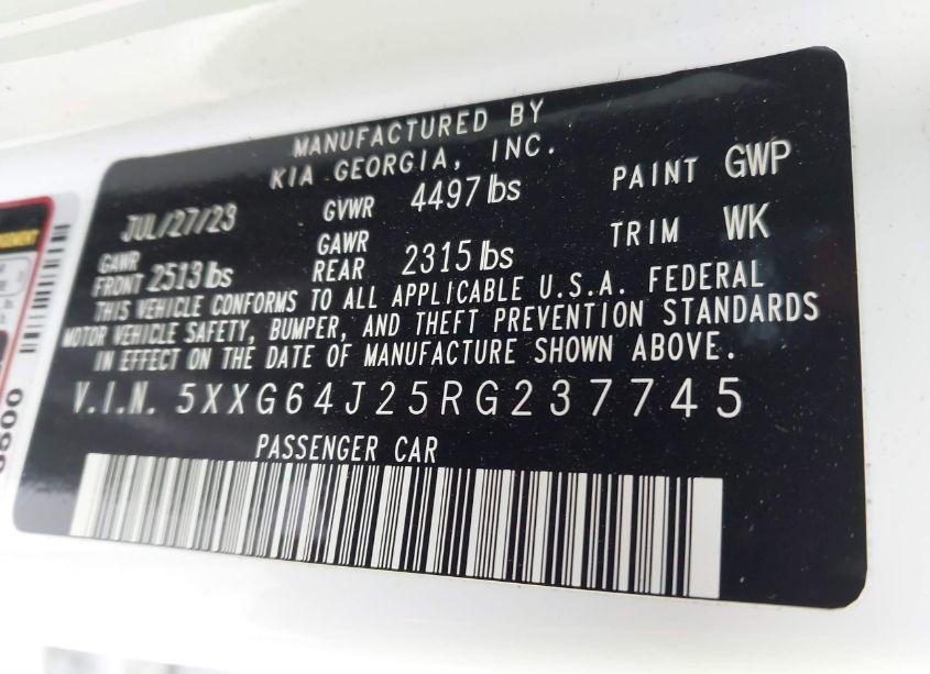 Photo 9 of 2024 Kia K5 GT-LINE (VIN 5XXG64J25RG237745)