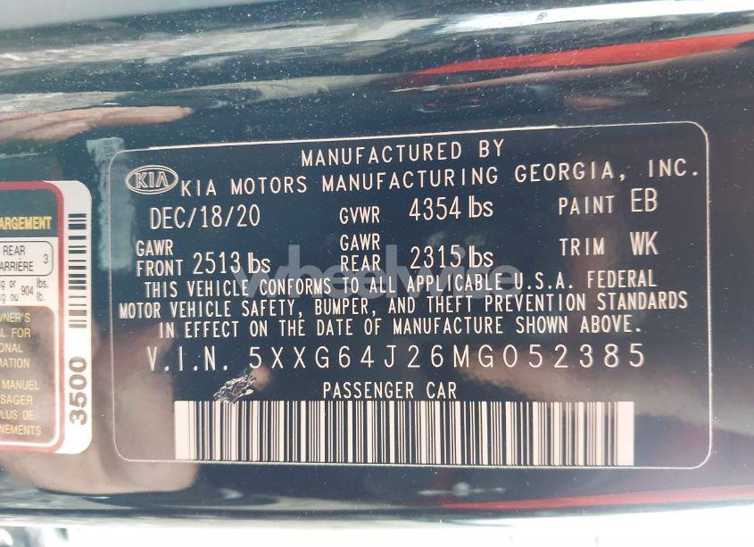 Photo 9 of 2021 Kia K5 GT-LINE (VIN 5XXG64J26MG052385)