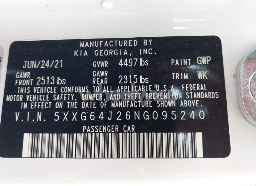 Photo 9 of 2022 Kia K5 GT-LINE (VIN 5XXG64J26NG095240)