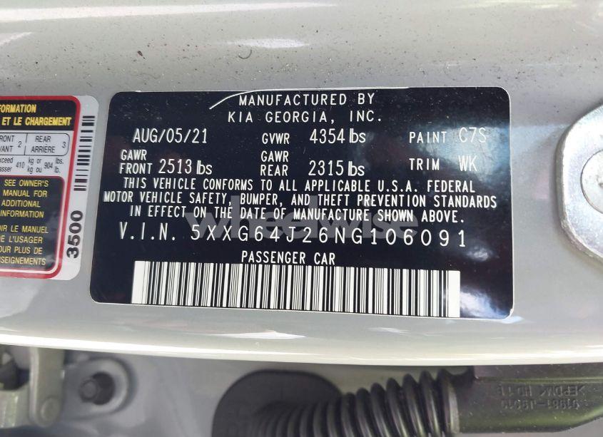 Photo 9 of 2022 Kia K5 GT-LINE (VIN 5XXG64J26NG106091)