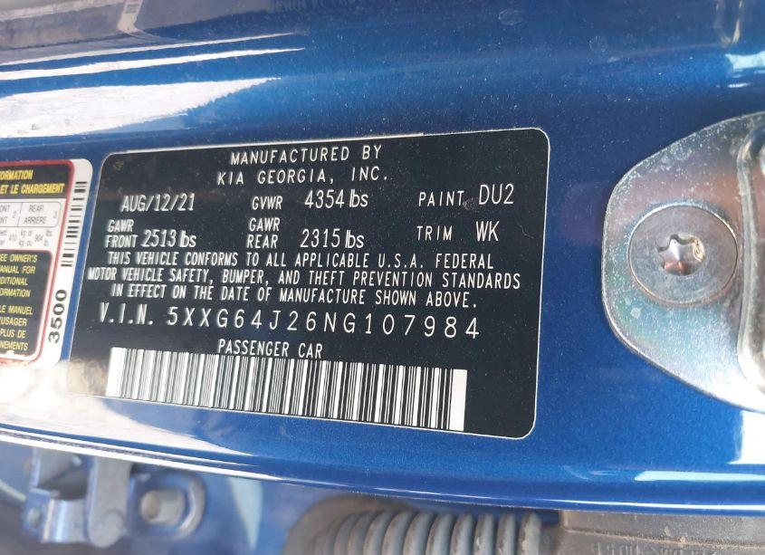 Photo 9 of 2022 Kia K5 GT-LINE (VIN 5XXG64J26NG107984)