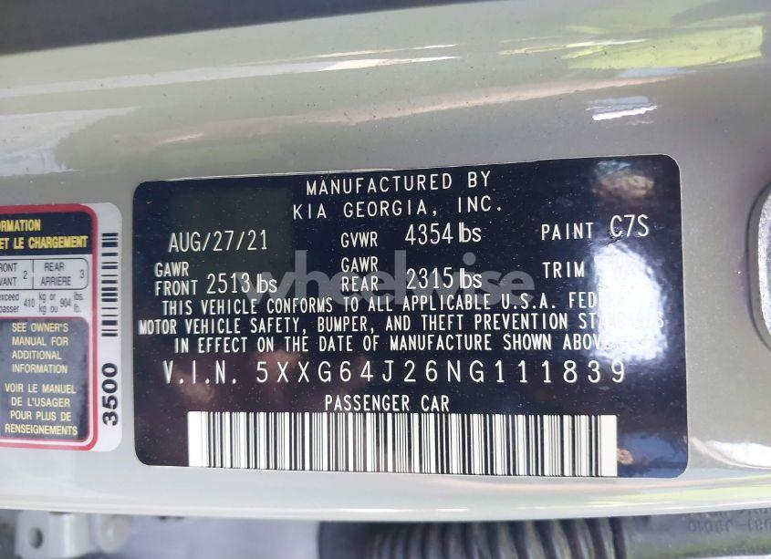 Photo 9 of 2022 Kia K5 GT-LINE (VIN 5XXG64J26NG111839)