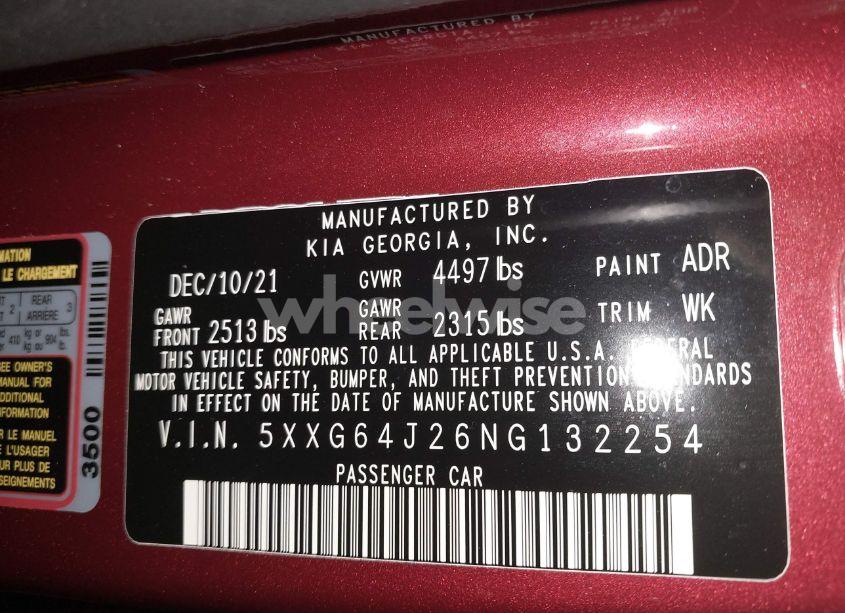 Photo 9 of 2022 Kia K5 GT-LINE (VIN 5XXG64J26NG132254)