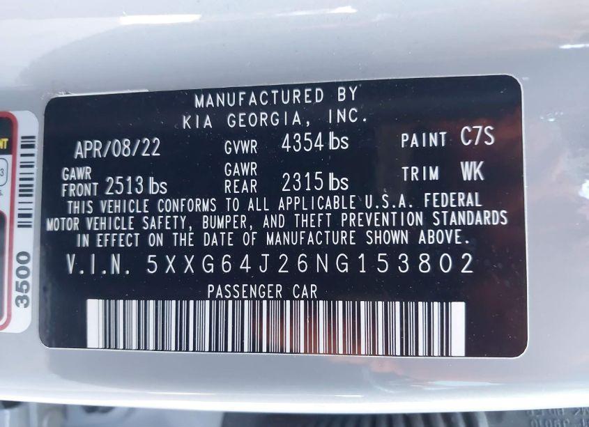 Photo 8 of 2022 Kia K5 GT-LINE (VIN 5XXG64J26NG153802)