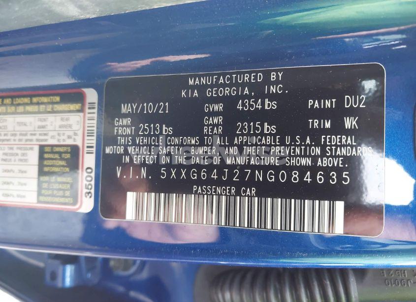 Photo 9 of 2022 Kia K5 GT-LINE (VIN 5XXG64J27NG084635)
