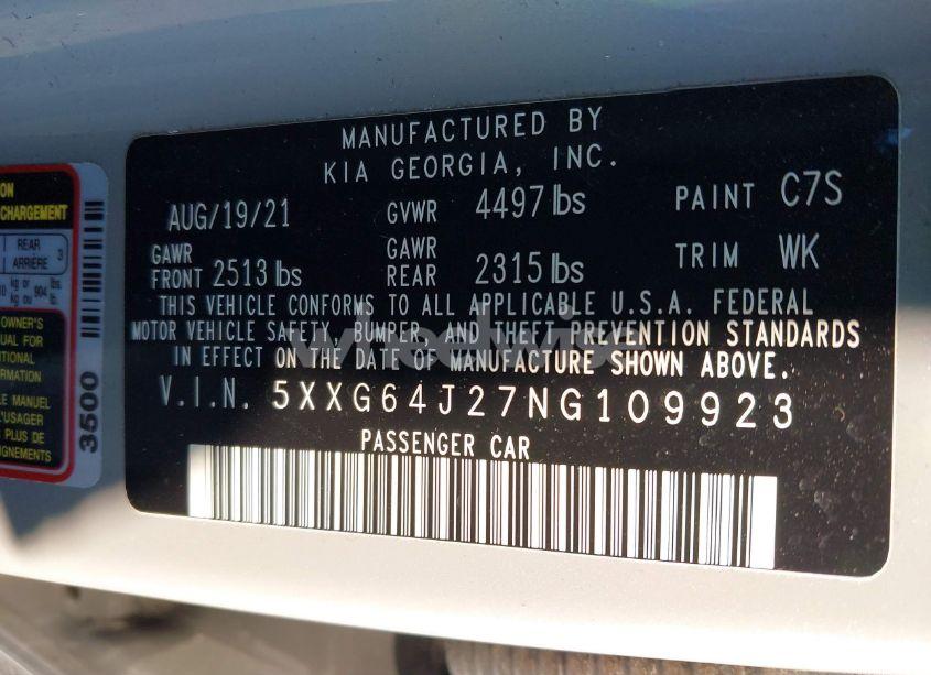 Photo 9 of 2022 Kia K5 GT-LINE (VIN 5XXG64J27NG109923)