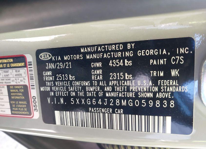 Photo 9 of 2021 Kia K5 GT-LINE (VIN 5XXG64J28MG059838)