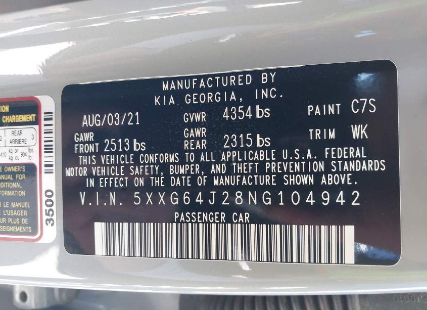 Photo 9 of 2022 Kia K5 GT-LINE (VIN 5XXG64J28NG104942)