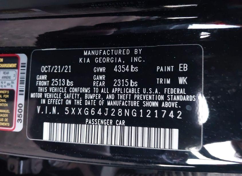 Photo 9 of 2022 Kia K5 GT-LINE (VIN 5XXG64J28NG121742)