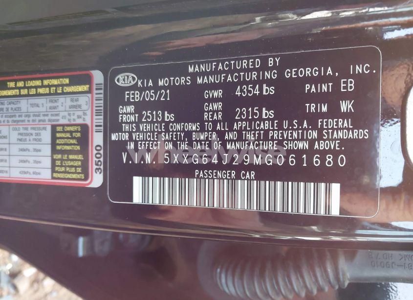 Photo 9 of 2021 Kia K5 GT-LINE (VIN 5XXG64J29MG061680)