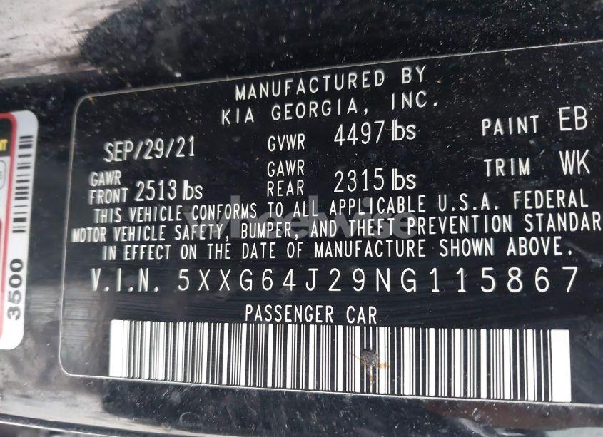 Photo 9 of 2022 Kia K5 GT-LINE (VIN 5XXG64J29NG115867)