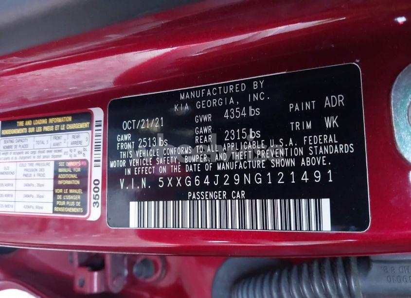 Photo 9 of 2022 Kia K5 GT-LINE (VIN 5XXG64J29NG121491)