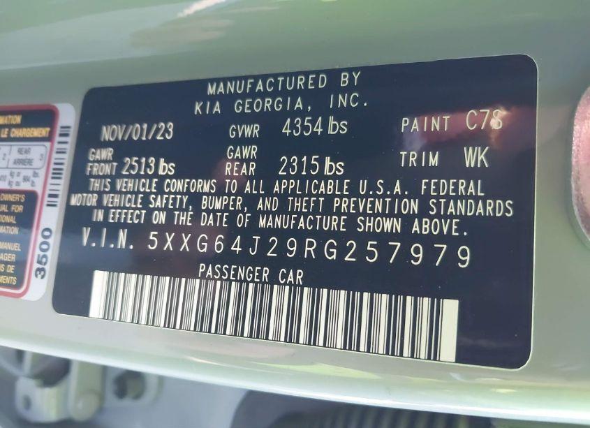 Photo 9 of 2024 Kia K5 GT-LINE (VIN 5XXG64J29RG257979)