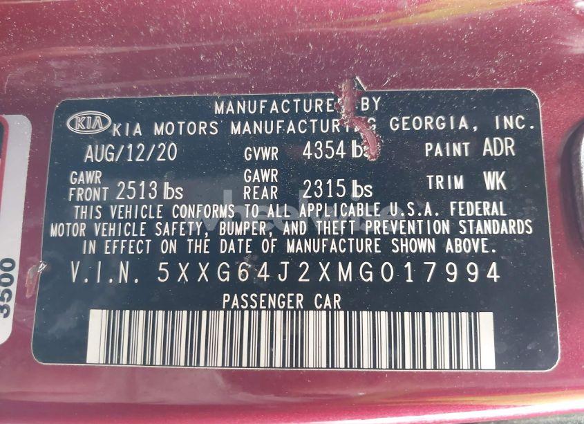 Photo 9 of 2021 Kia K5 GT-LINE (VIN 5XXG64J2XMG017994)