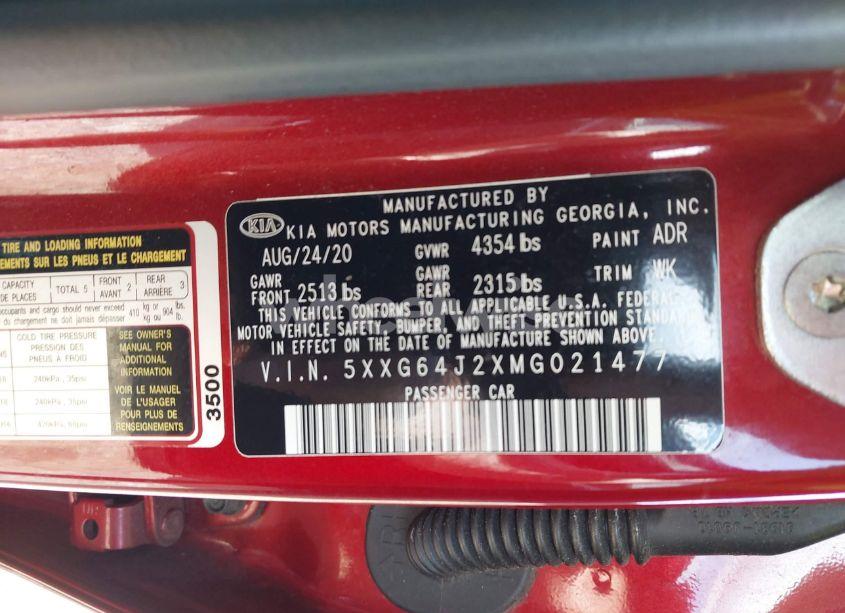 Photo 9 of 2021 Kia K5 GT-LINE (VIN 5XXG64J2XMG021477)