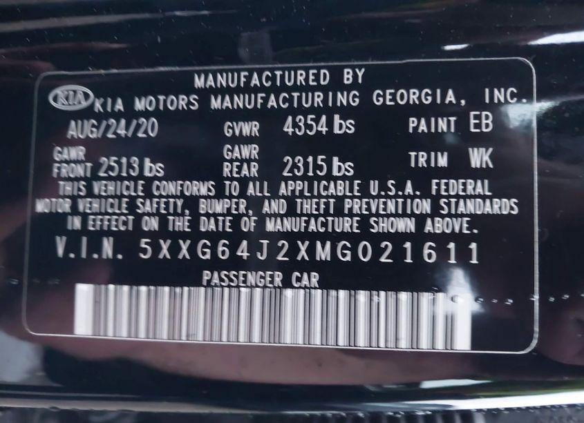 Photo 9 of 2021 Kia K5 GT-LINE (VIN 5XXG64J2XMG021611)