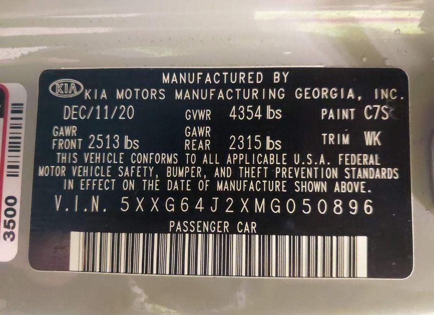 Photo 9 of 2021 Kia K5 GT-LINE (VIN 5XXG64J2XMG050896)