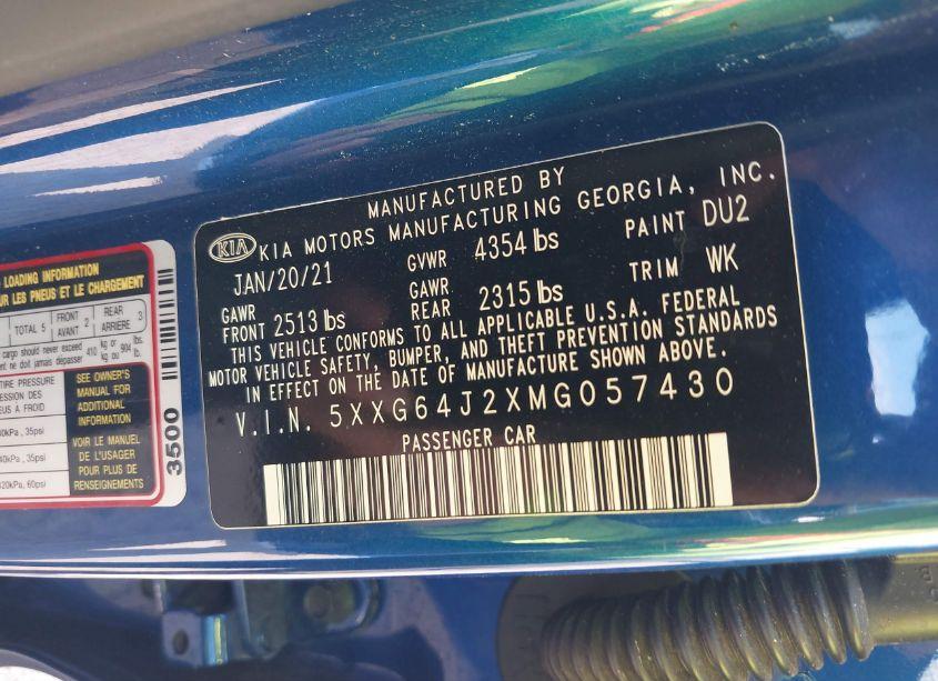 Photo 9 of 2021 Kia K5 GT-LINE (VIN 5XXG64J2XMG057430)