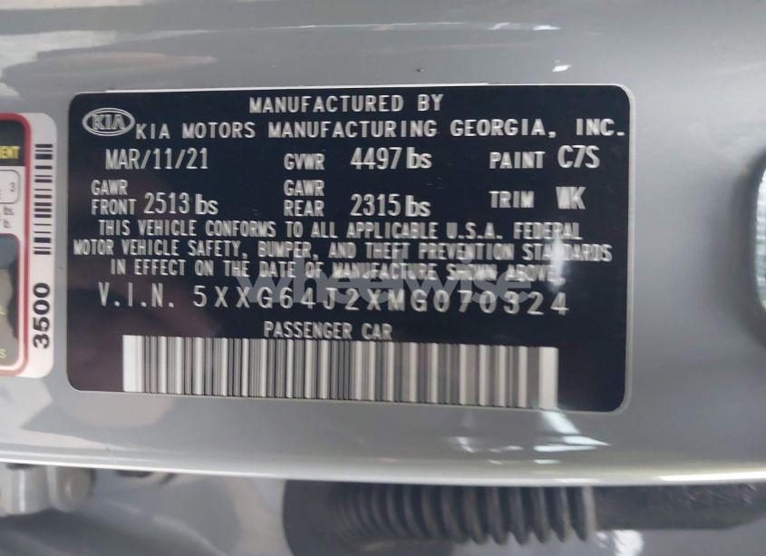 Photo 9 of 2021 Kia K5 GT-LINE (VIN 5XXG64J2XMG070324)