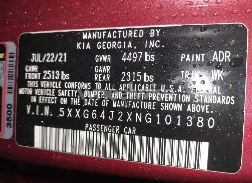 Photo 9 of 2022 Kia K5 GT-LINE (VIN 5XXG64J2XNG101380)