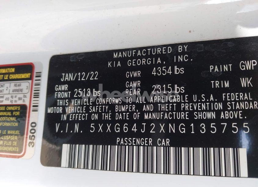 Photo 9 of 2022 Kia K5 GT-LINE (VIN 5XXG64J2XNG135755)