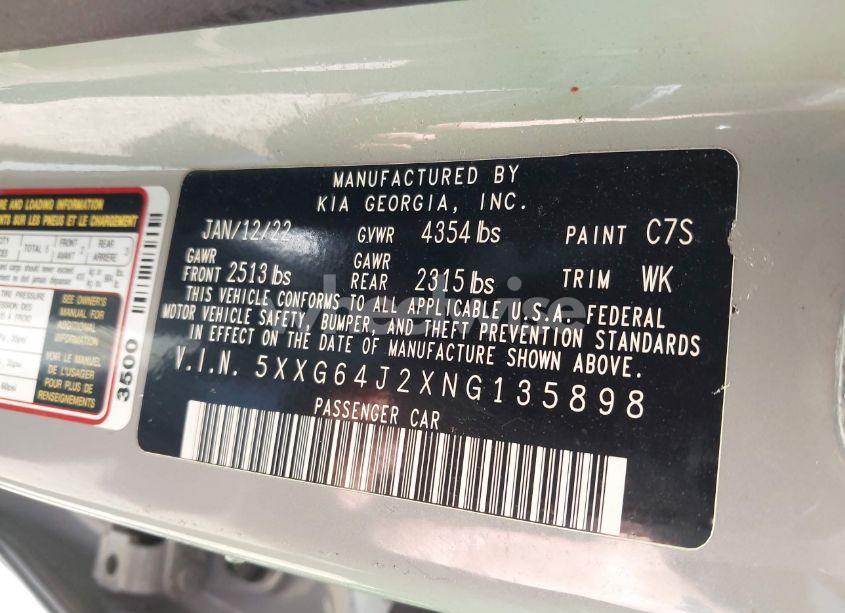 Photo 9 of 2022 Kia K5 GT-LINE (VIN 5XXG64J2XNG135898)