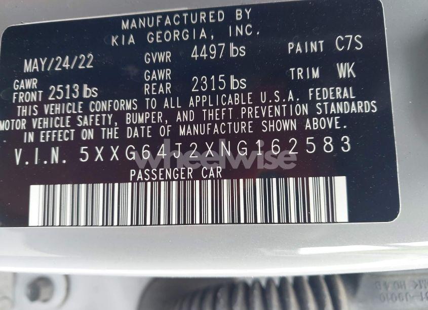 Photo 9 of 2022 Kia K5 GT-LINE (VIN 5XXG64J2XNG162583)