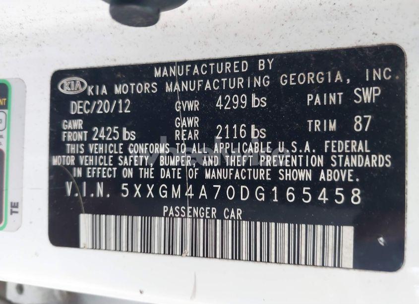 Photo 9 of 2013 Kia Optima LX (VIN 5XXGM4A70DG165458)