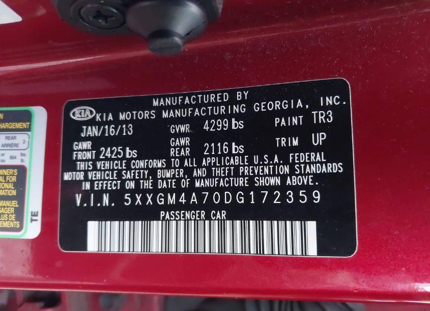 Photo 9 of 2013 Kia Optima LX (VIN 5XXGM4A70DG172359)