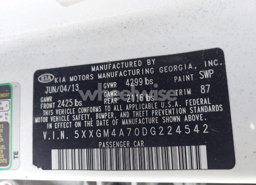 Photo 9 of 2013 Kia Optima LX (VIN 5XXGM4A70DG224542)