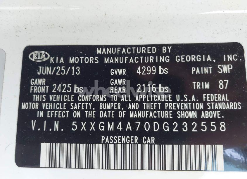 Photo 9 of 2013 Kia Optima LX (VIN 5XXGM4A70DG232558)