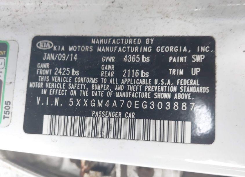 Photo 9 of 2014 Kia Optima LX (VIN 5XXGM4A70EG303887)