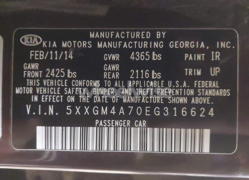 Photo 9 of 2014 Kia Optima LX (VIN 5XXGM4A70EG316624)