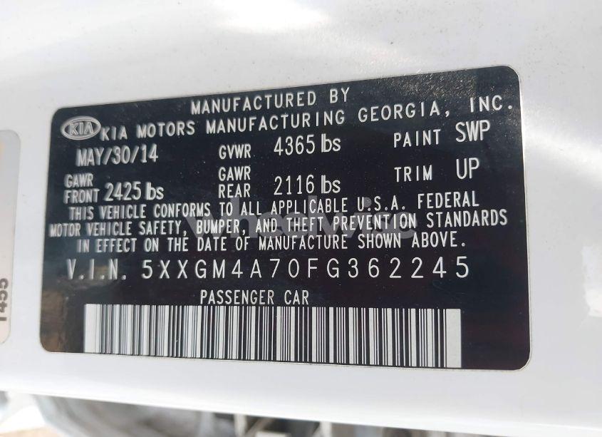 Photo 9 of 2015 Kia Optima LX (VIN 5XXGM4A70FG362245)