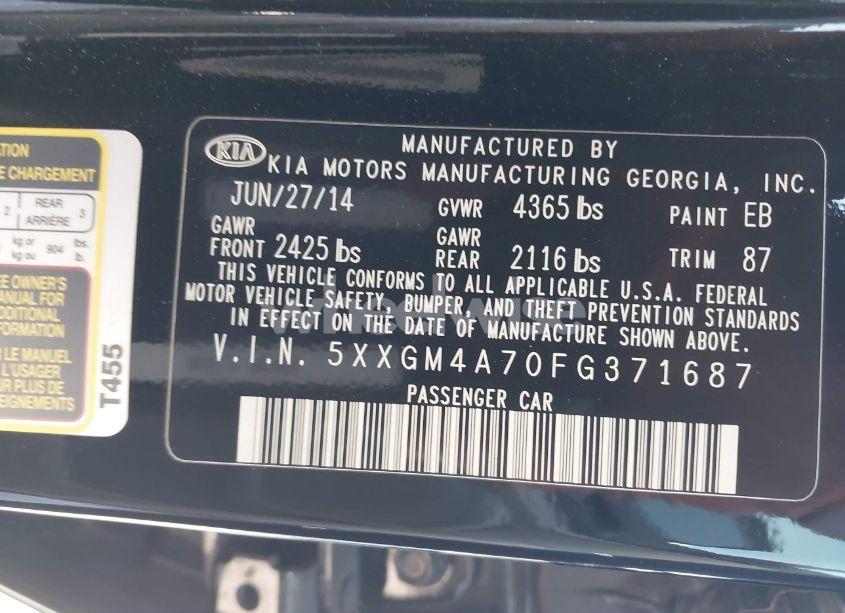 Photo 9 of 2015 Kia Optima LX (VIN 5XXGM4A70FG371687)