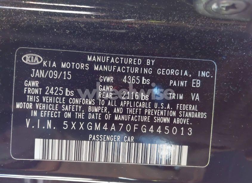 Photo 9 of 2015 Kia Optima LX (VIN 5XXGM4A70FG445013)