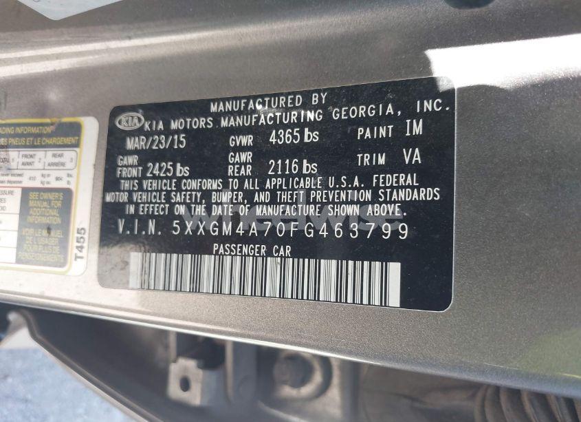 Photo 9 of 2015 Kia Optima LX (VIN 5XXGM4A70FG463799)