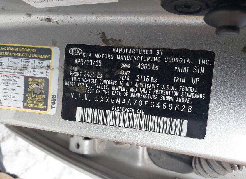 Photo 9 of 2015 Kia Optima LX (VIN 5XXGM4A70FG469828)