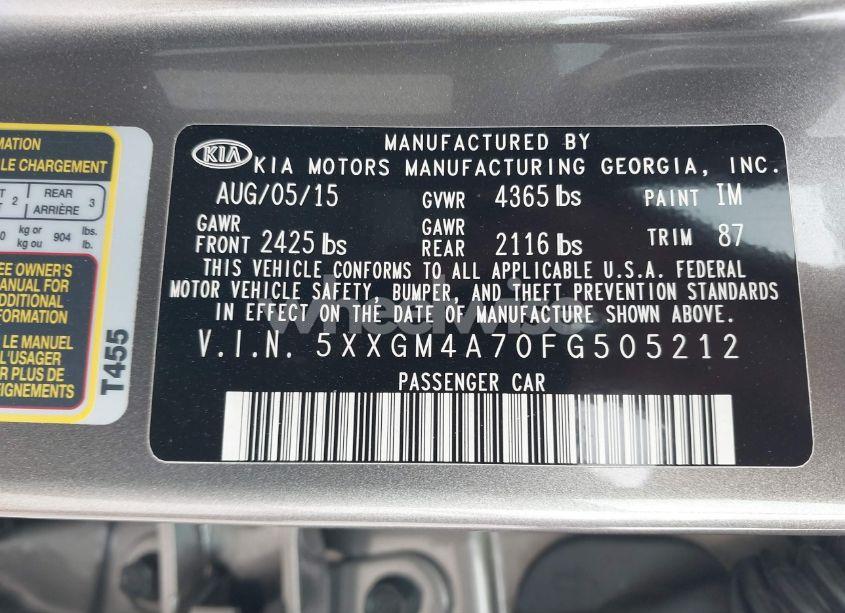 Photo 9 of 2015 Kia Optima LX (VIN 5XXGM4A70FG505212)
