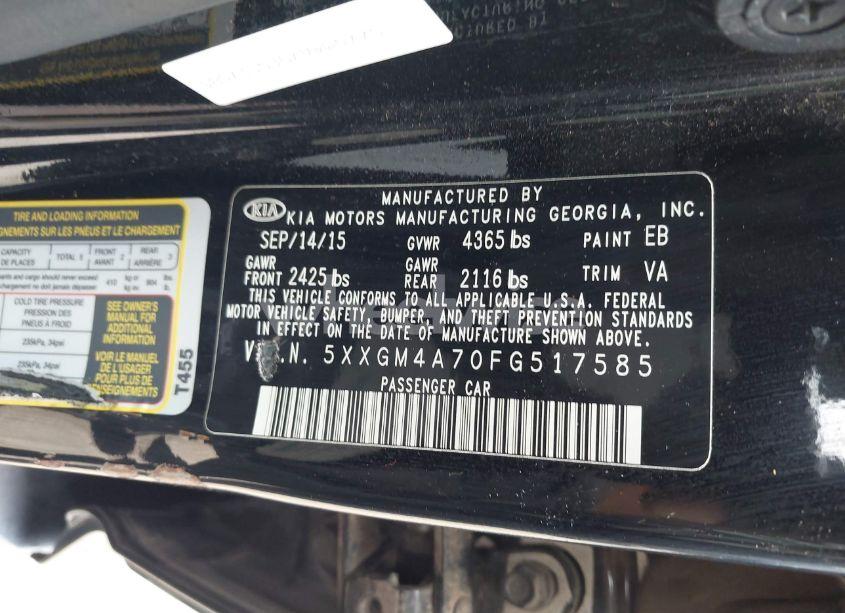 Photo 9 of 2015 Kia Optima LX (VIN 5XXGM4A70FG517585)