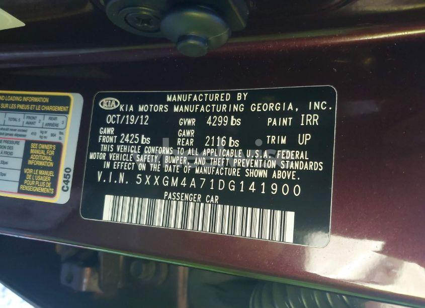 Photo 9 of 2013 Kia Optima LX (VIN 5XXGM4A71DG141900)