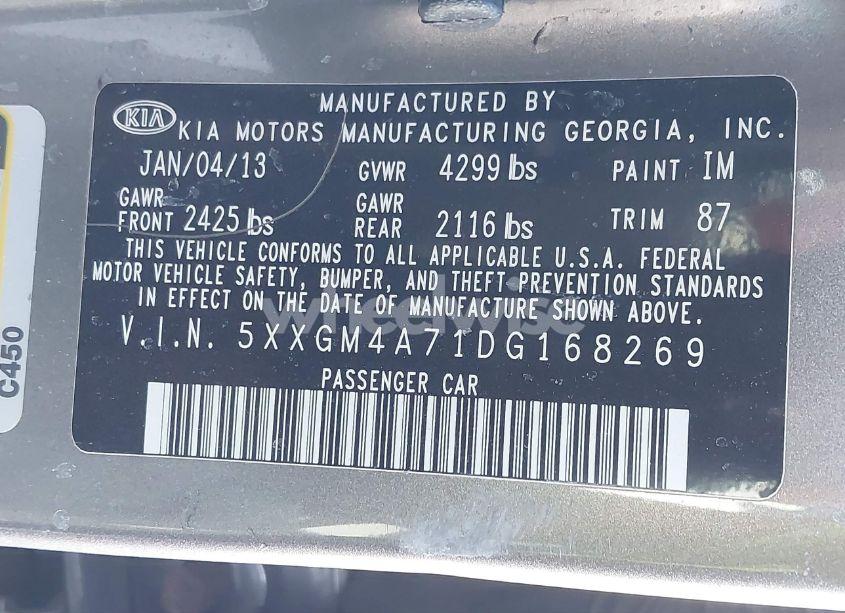 Photo 9 of 2013 Kia Optima LX (VIN 5XXGM4A71DG168269)