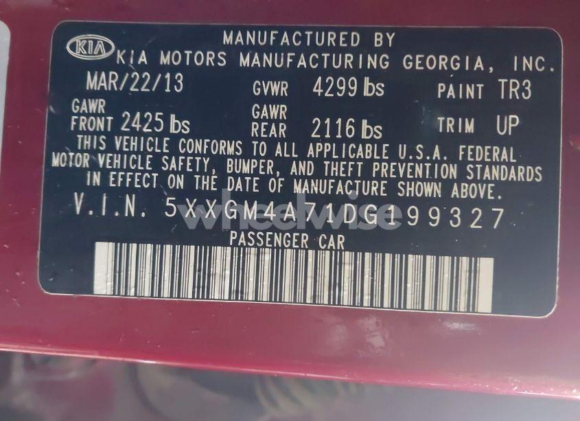 Photo 9 of 2013 Kia Optima LX (VIN 5XXGM4A71DG199327)